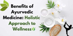 Ayurvedic medicine benefits with orchids, herbs, and a yoga pose for holistic wellness