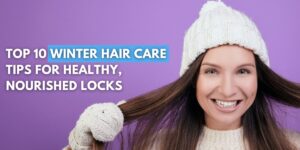 Woman in a winter hat with healthy hair, highlighting top winter hair care tips for nourished and strong locks.