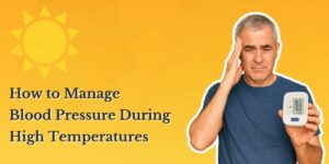 How to Manage Blood Pressure During High Temperatures – Man holding blood pressure monitor and touching his head How to Manage Blood Pressure During High Temperatures – Man holding blood pressure monitor and touching his head